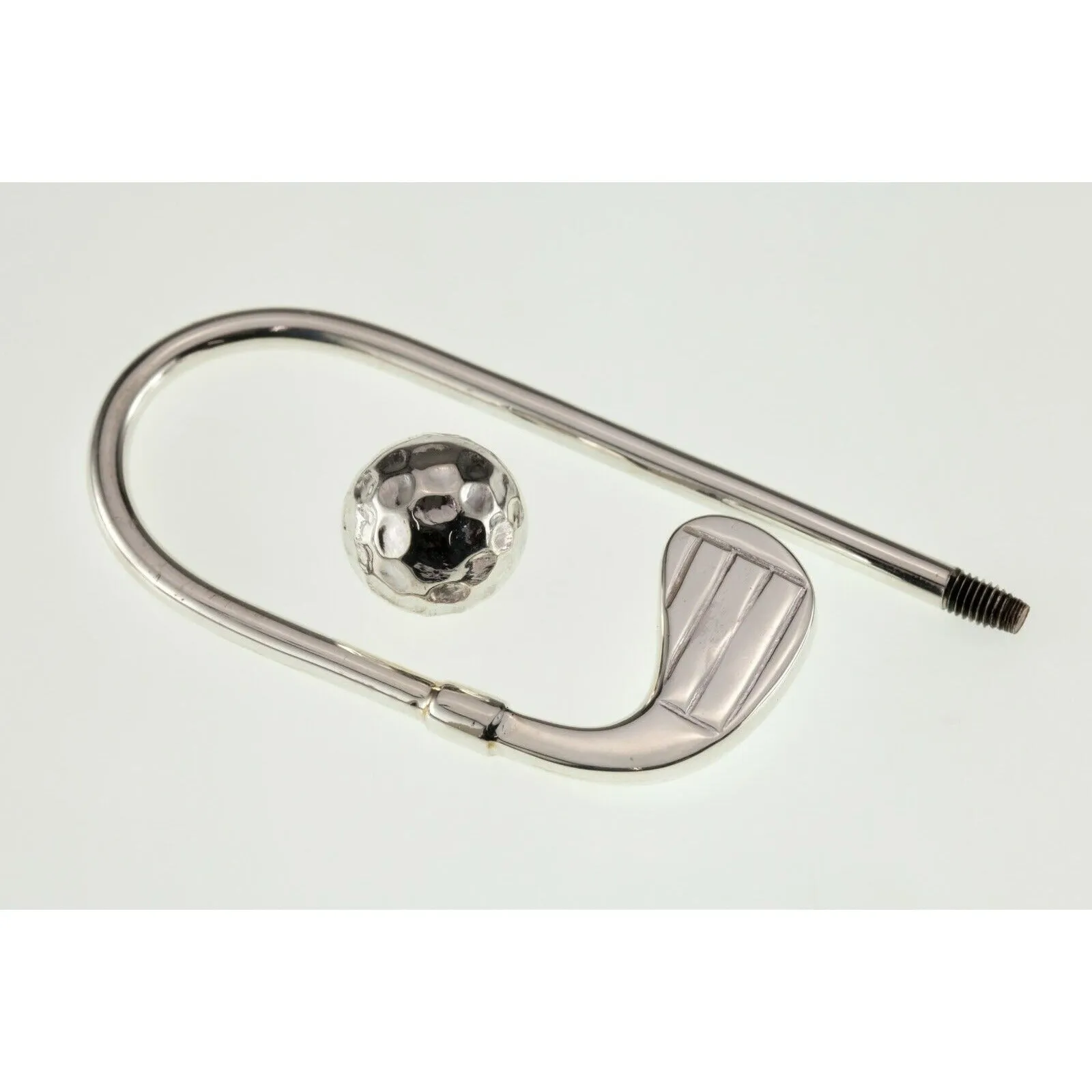 Sterling Silver Golf Club and Ball Key Ring 79 mm Long