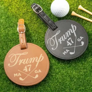 Still Swinging, Still Winning - US Patriotic Pride Leather Golf Bag Tag