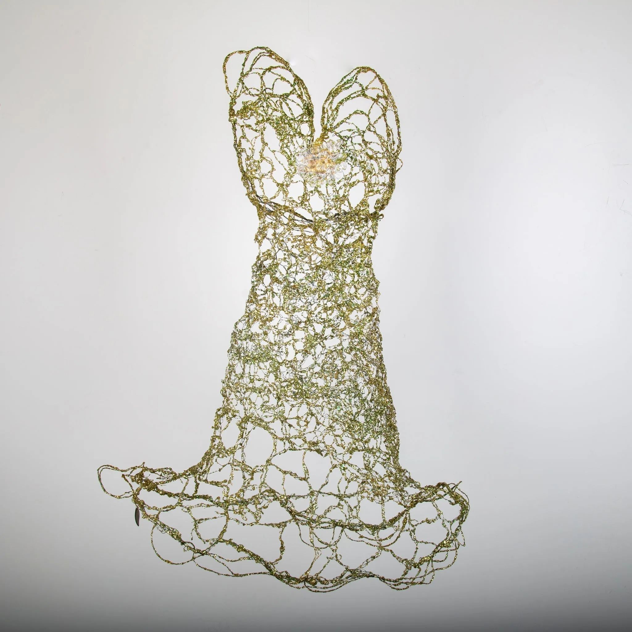 Strapless Sweetheart Style Green Gold Dress Sculpture ~ Hyacinth Aurum (Gold Hyacinth)
