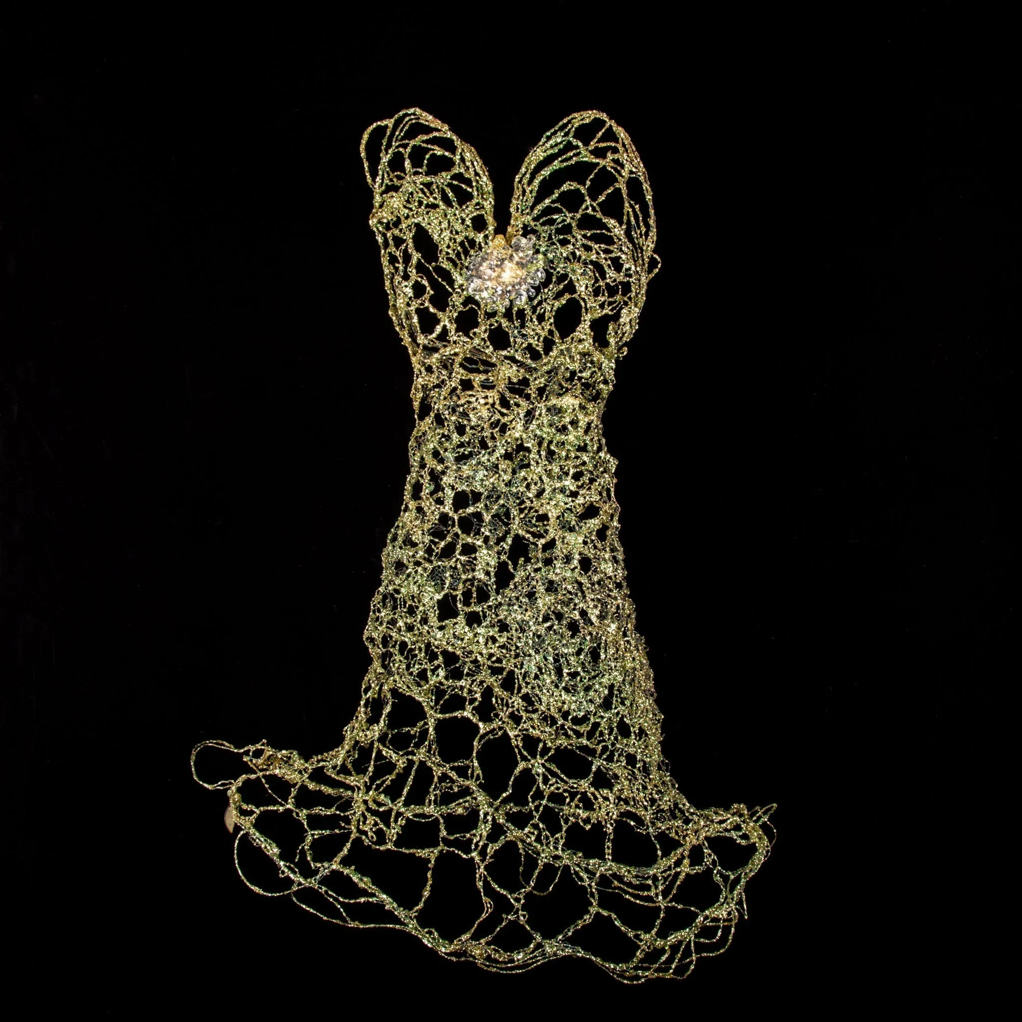Strapless Sweetheart Style Green Gold Dress Sculpture ~ Hyacinth Aurum (Gold Hyacinth)