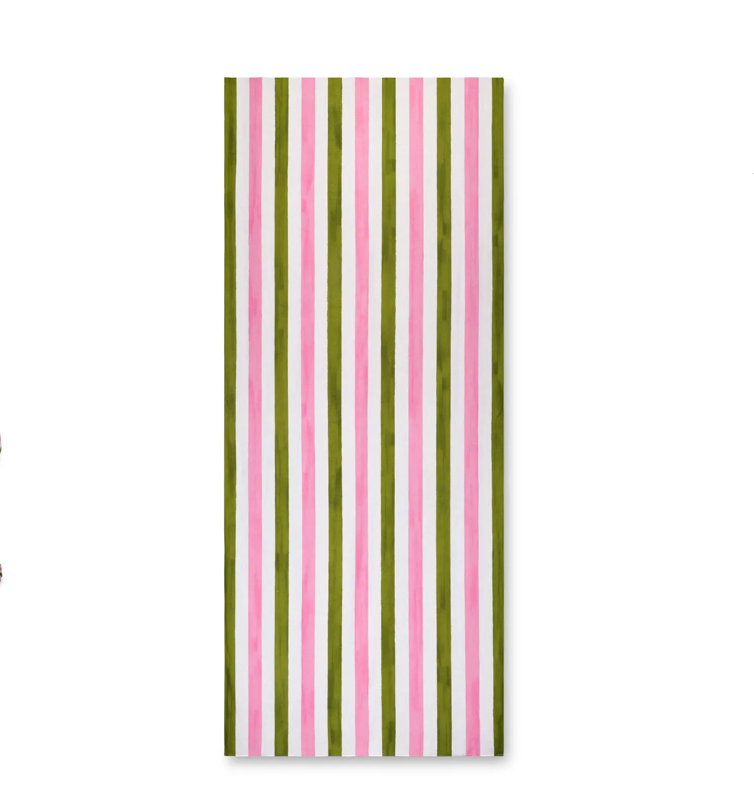 Stripe Linen in Rose Pink & Avocado Green Tablecloth by Summerill & Bishop