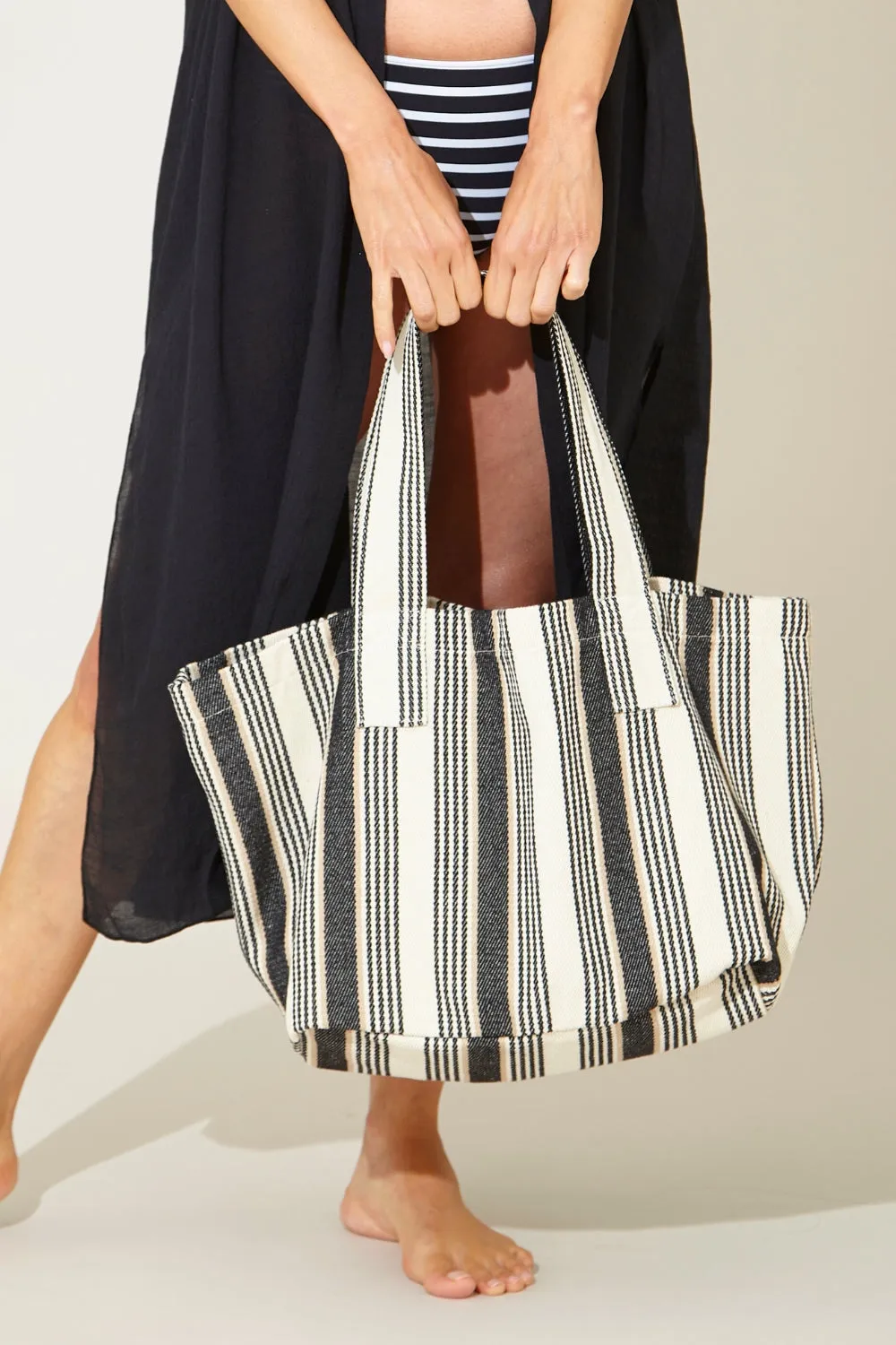 Striped Canvas Beach Bag