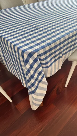Tablecloth Coastline Check in True Blue