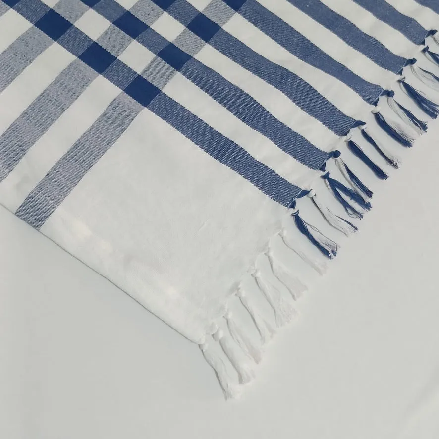 Tablecloth Coastline Check in True Blue