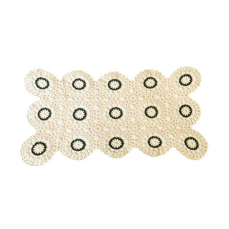 Tablecloth Rectangle Cream Green Crochet