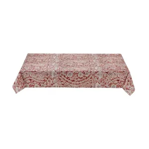 Tag Dream Flower Tablecloth Coral 100% Cotton 60"x84" Made In India