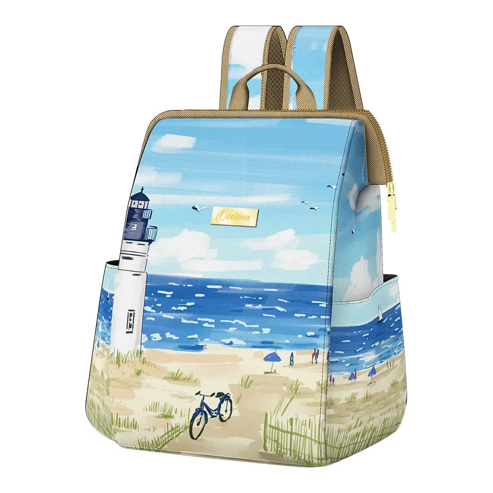 The Picnic Backpack Cooler with Lighthouses and Coastal Leisure Design