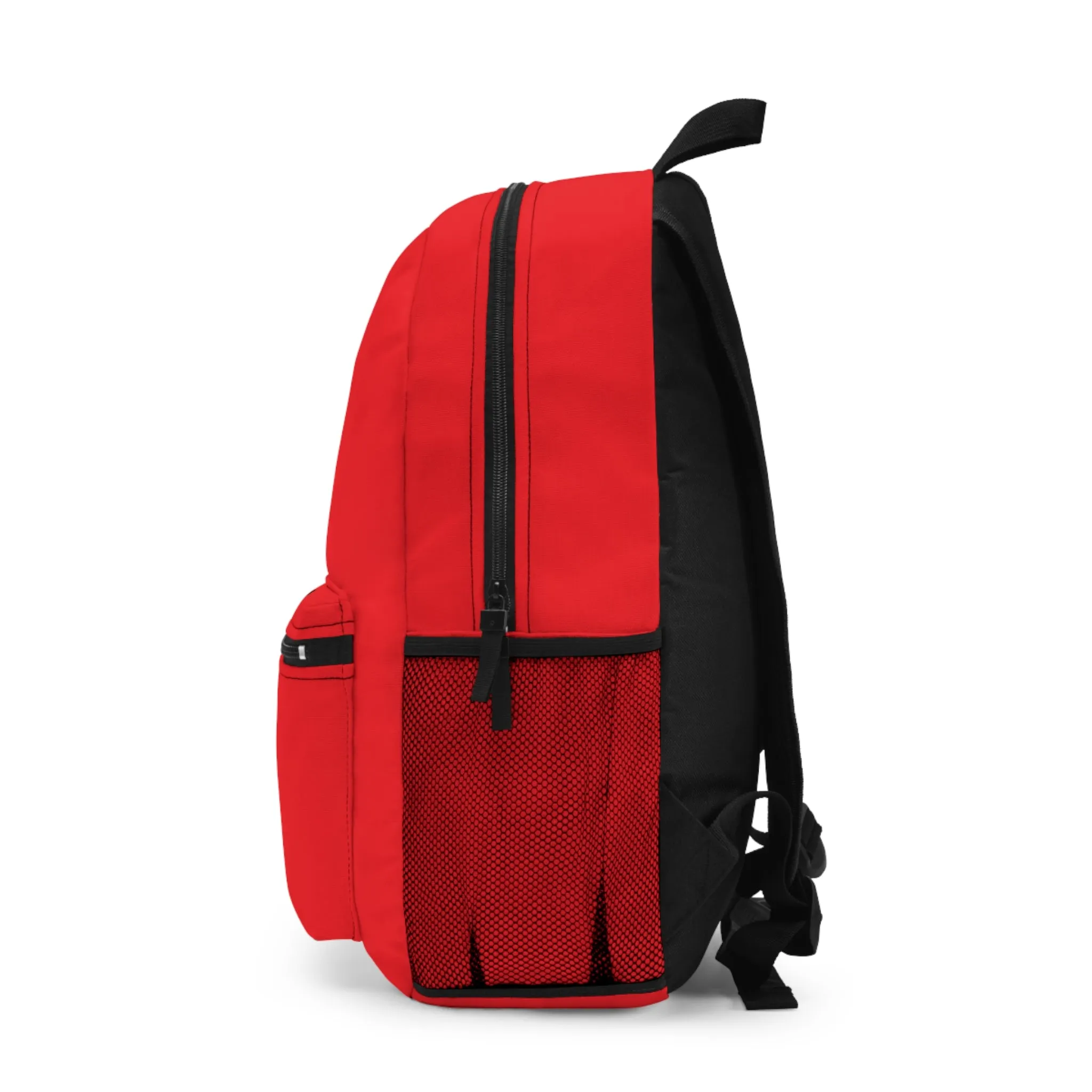 Trendy Red Backpack with Graphic Print