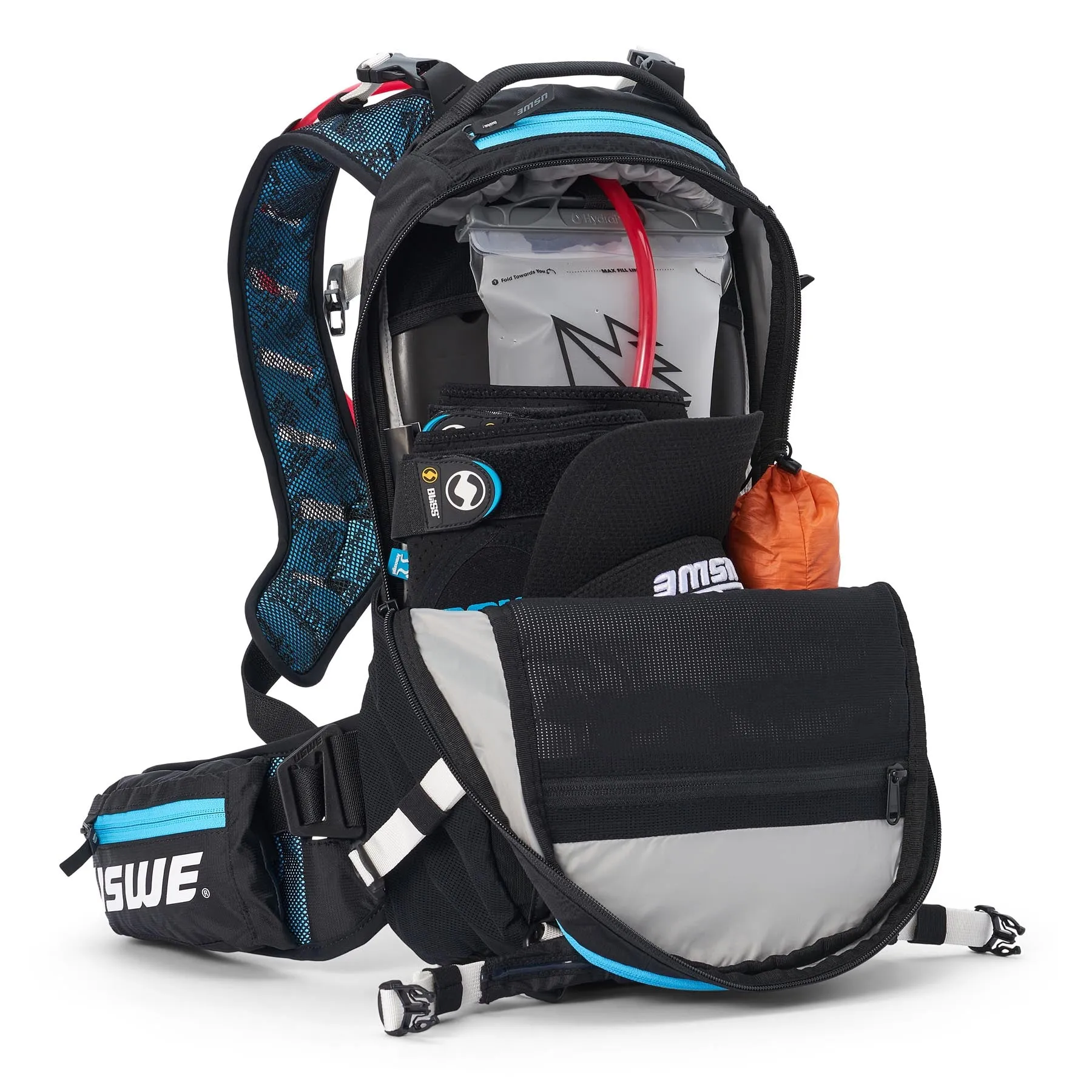 USWE Flow 25L Hydration Compatible MTB Protector Pack - Black/Blue