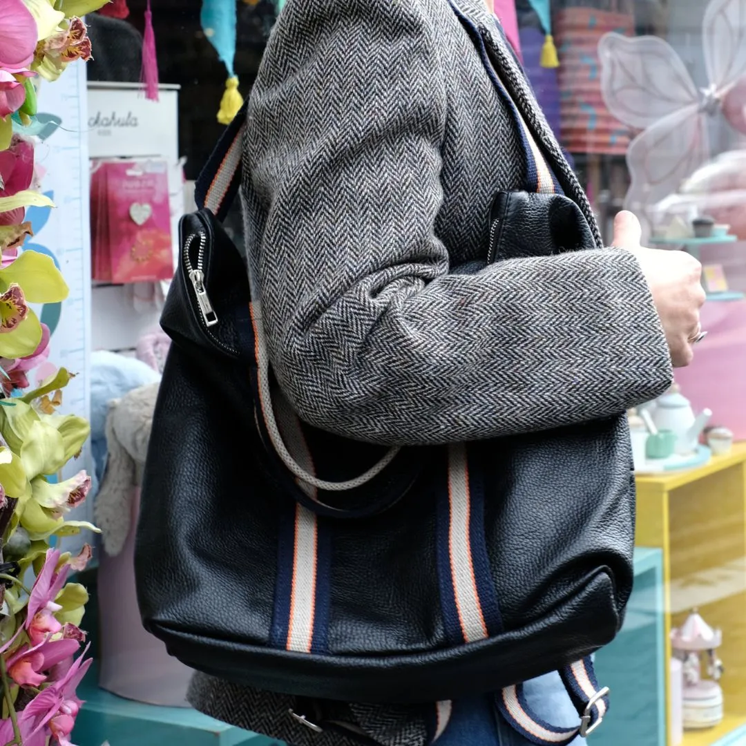 Veneto Black Leather Backpack