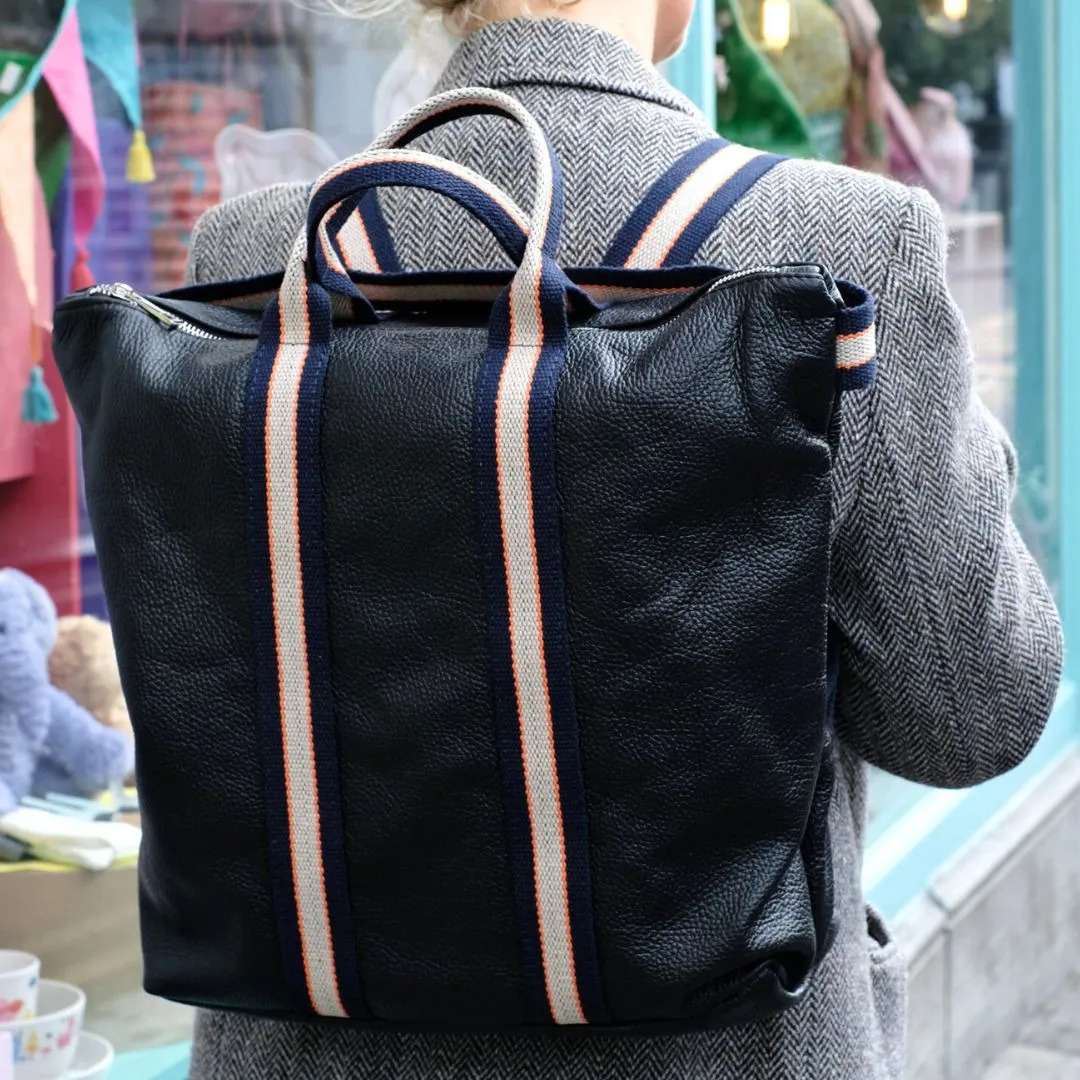 Veneto Black Leather Backpack