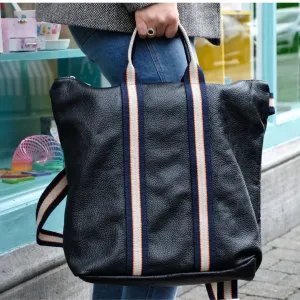 Veneto Black Leather Backpack