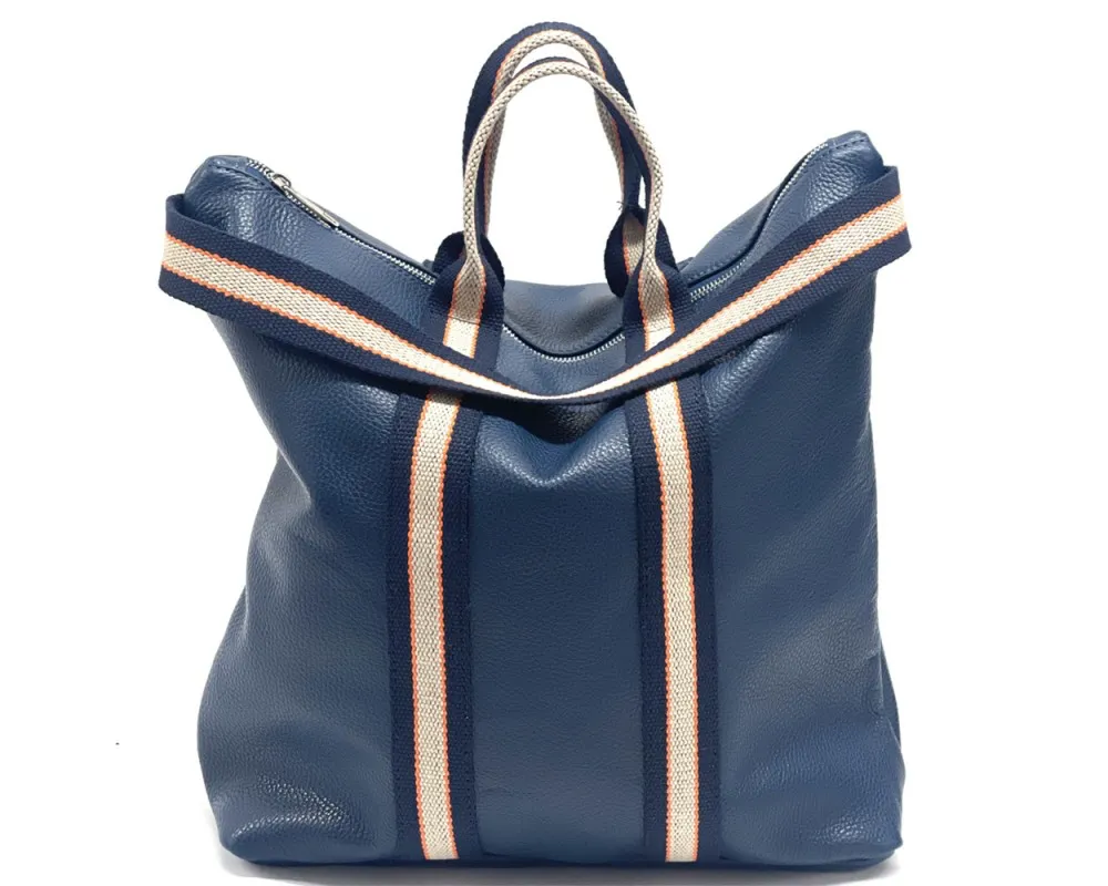 Veneto Denim Blue Leather Backpack