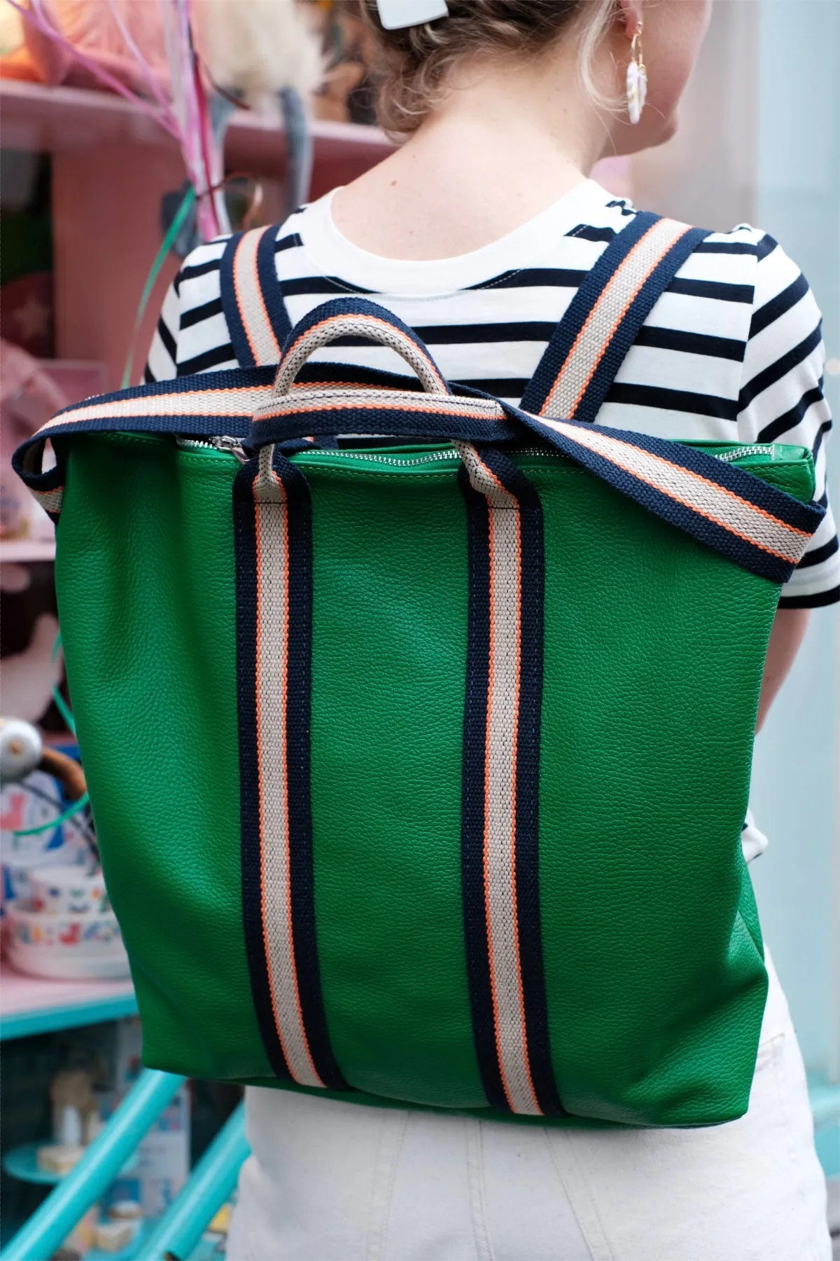 Veneto Green Leather Backpack