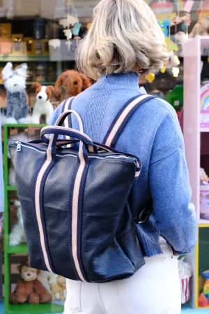 Veneto Navy Leather Backpack