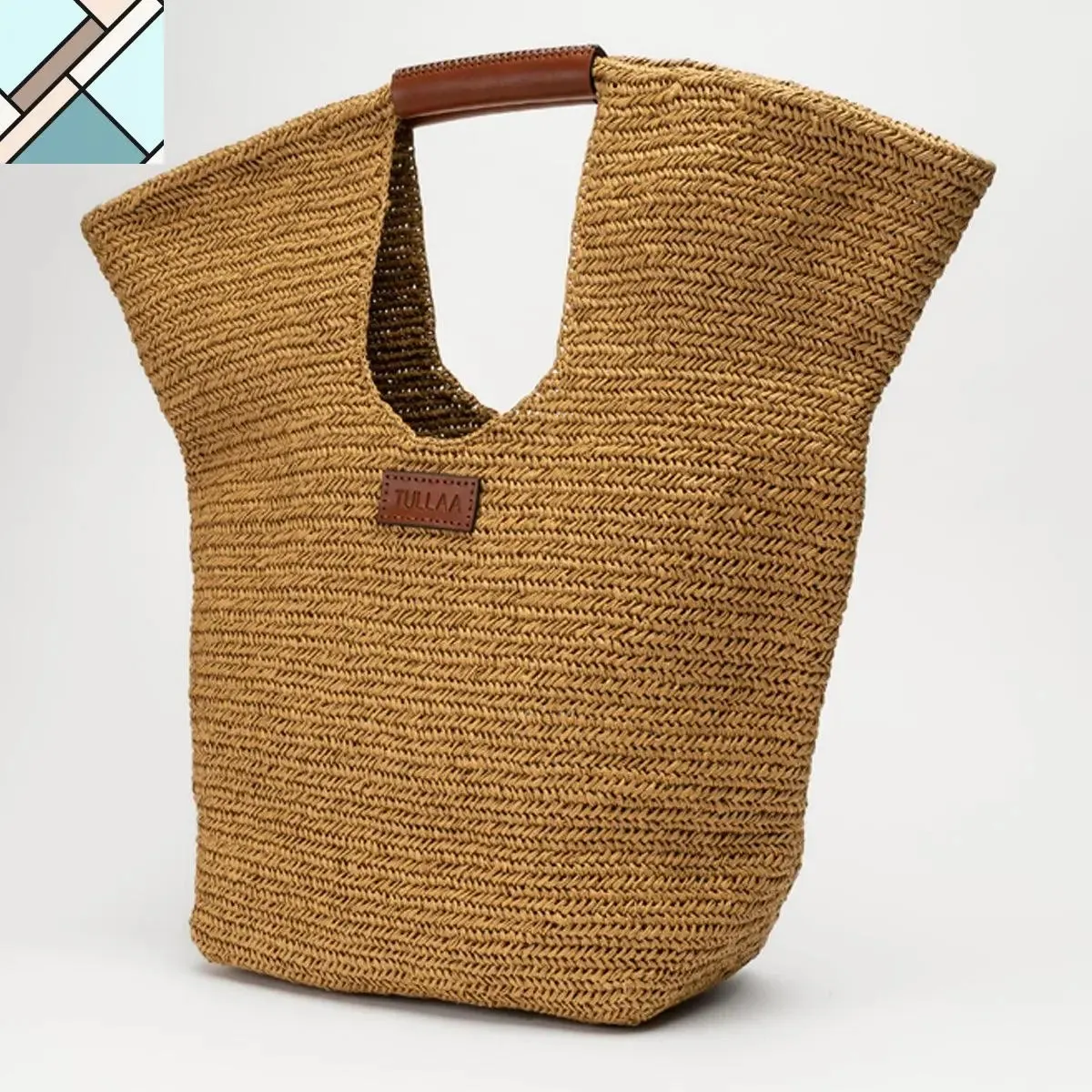 Virgo Trapez Straw Shoulder Bag