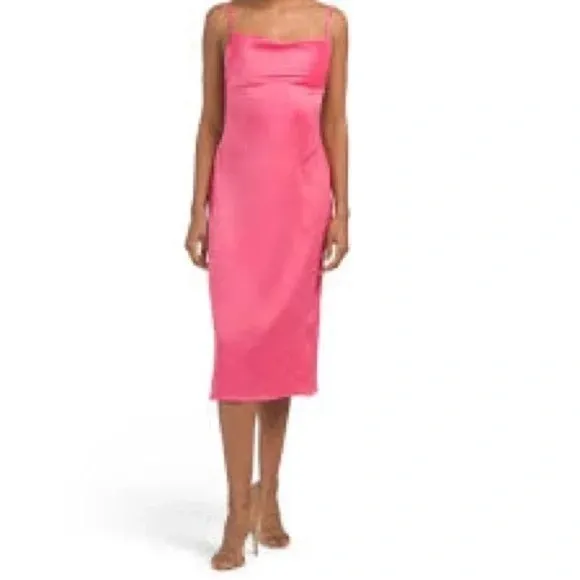 WE WORE WHAT | Charmeuse Cowl Midi Dress Hot Pink Size 6
