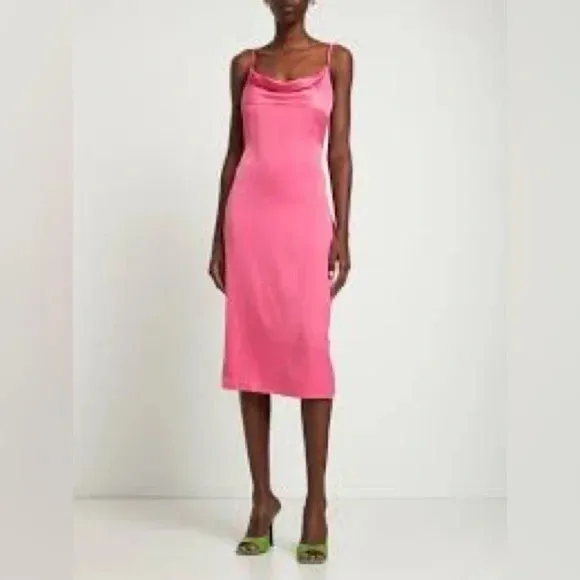 WE WORE WHAT | Charmeuse Cowl Midi Dress Hot Pink Size 6