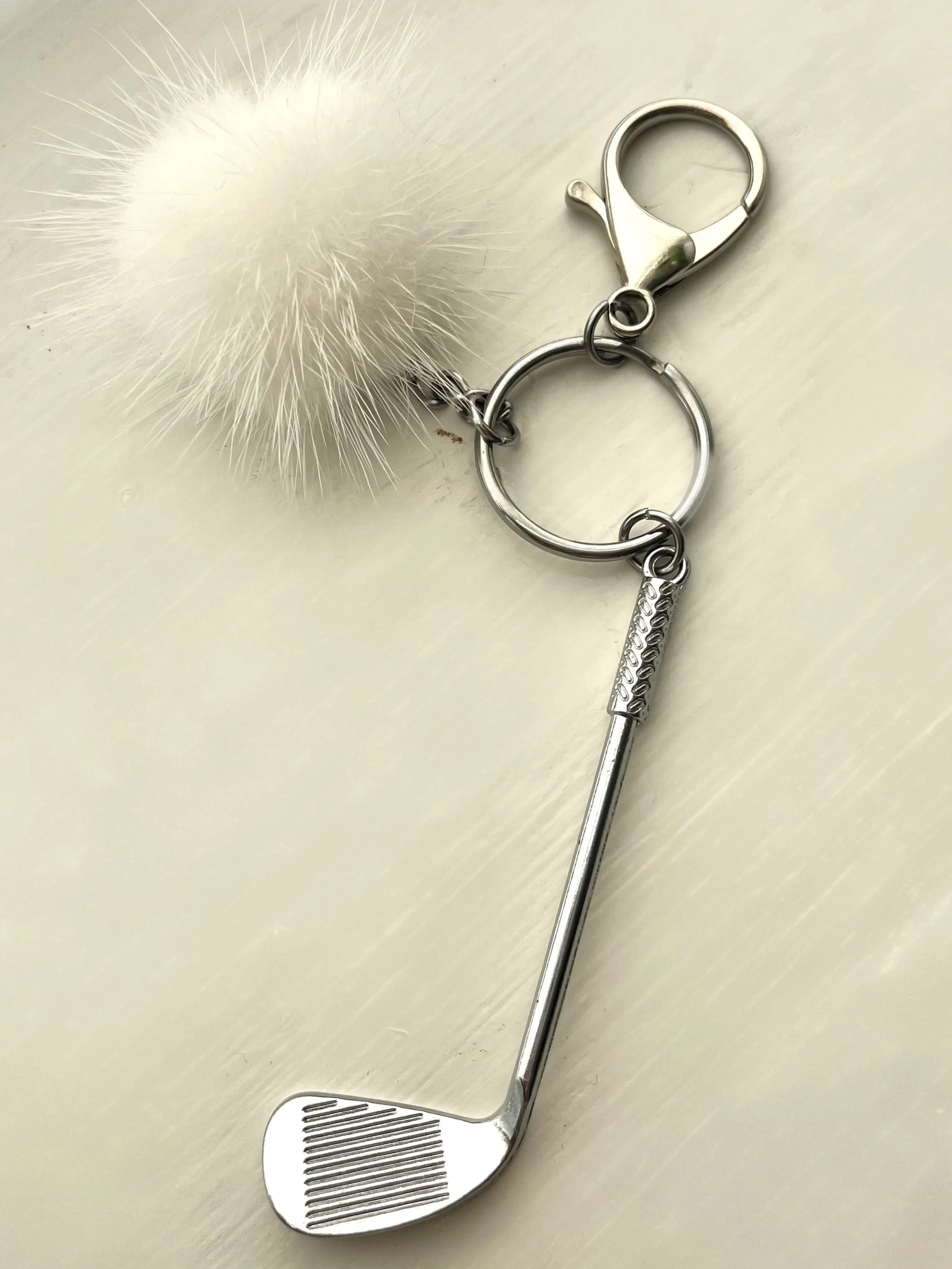 White Mink Gold Keychain