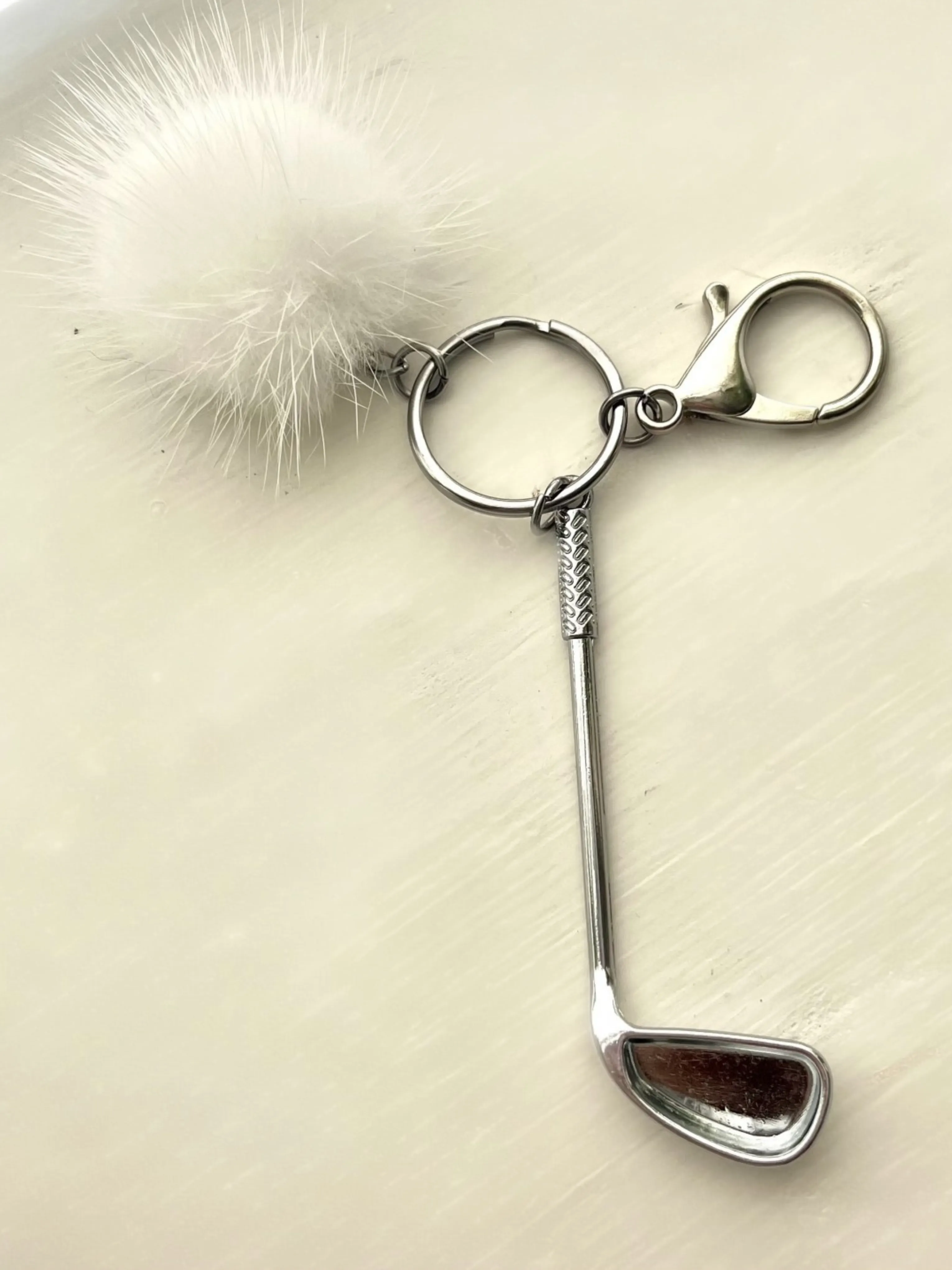 White Mink Gold Keychain