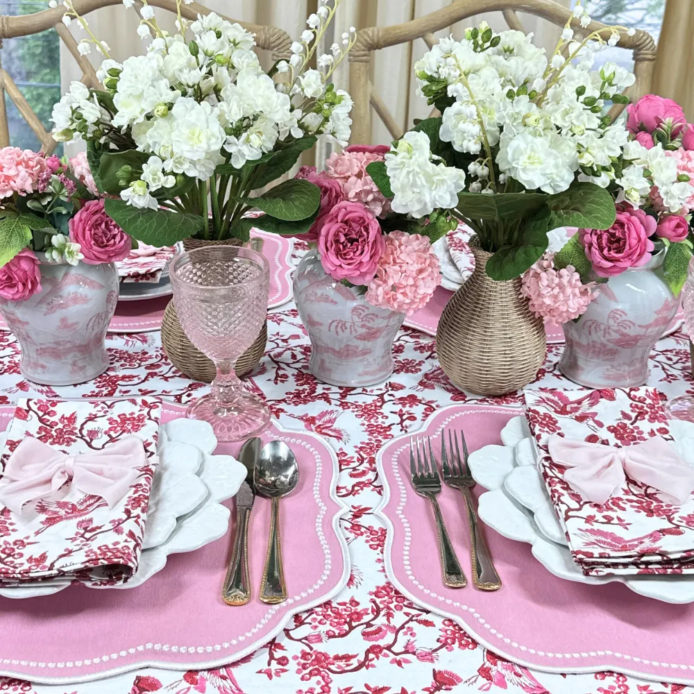 Wine Toile De Jouy Birds -- Tablecloth