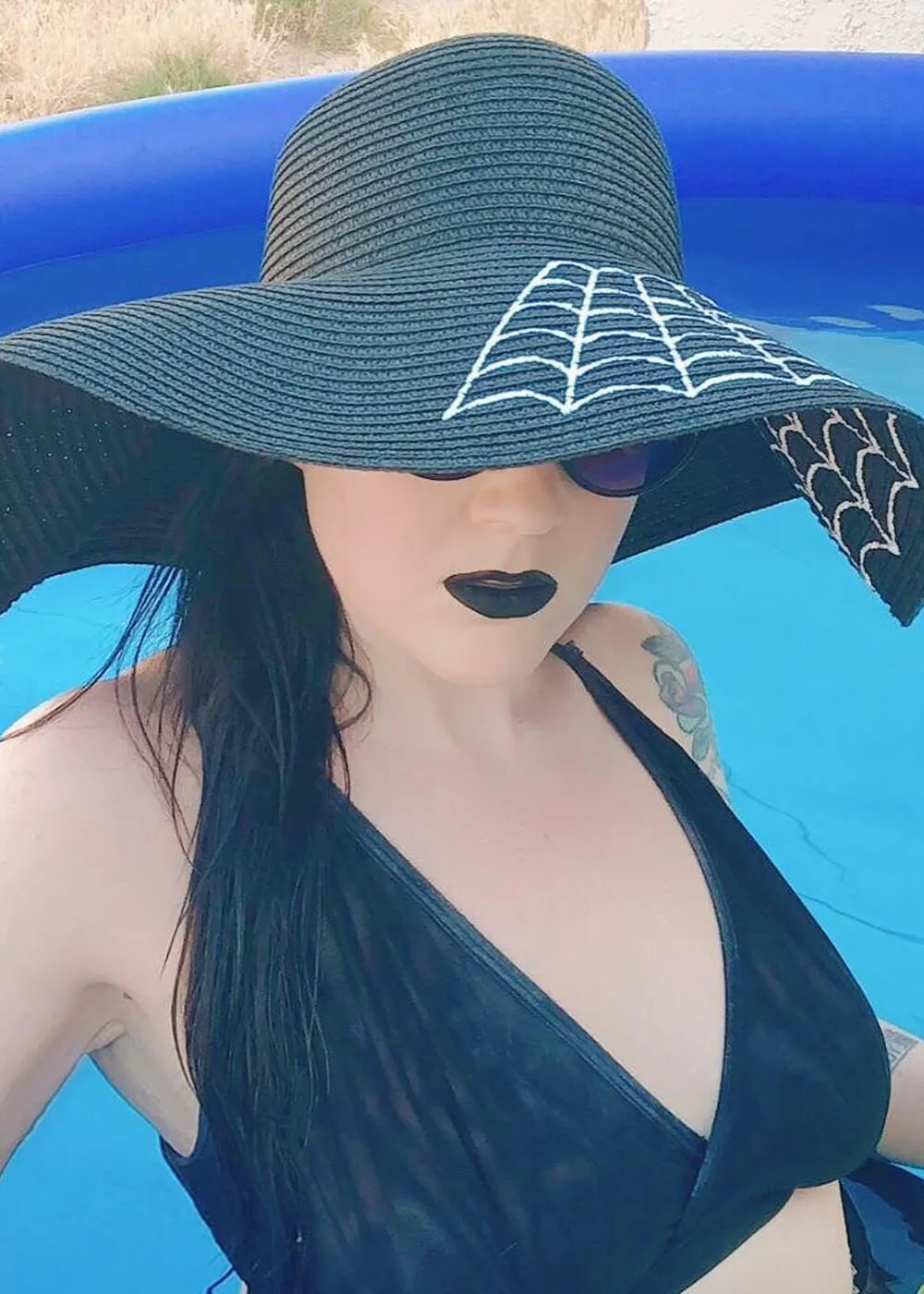 Witchwood Widow's Web Floppy Sun Hat Black