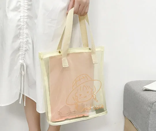 Women's Beach Bag Ins-Style Mesh Large Capacity Tote Makeup Bag Fashionable Lightweight Outdoor Swimming Handbag C-240524-5