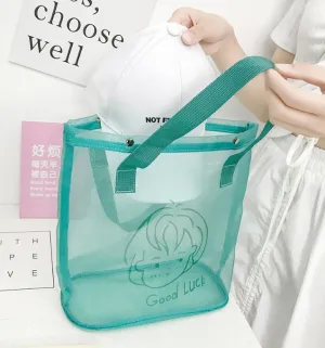 Women's Beach Bag Ins-Style Mesh Large Capacity Tote Makeup Bag Fashionable Lightweight Outdoor Swimming Handbag C-240524-5