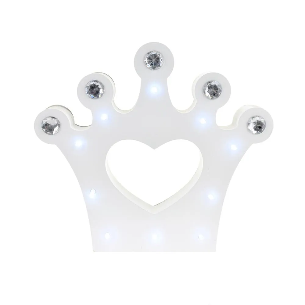 Wooden LED Marquee Crown, White, 10-Inch
