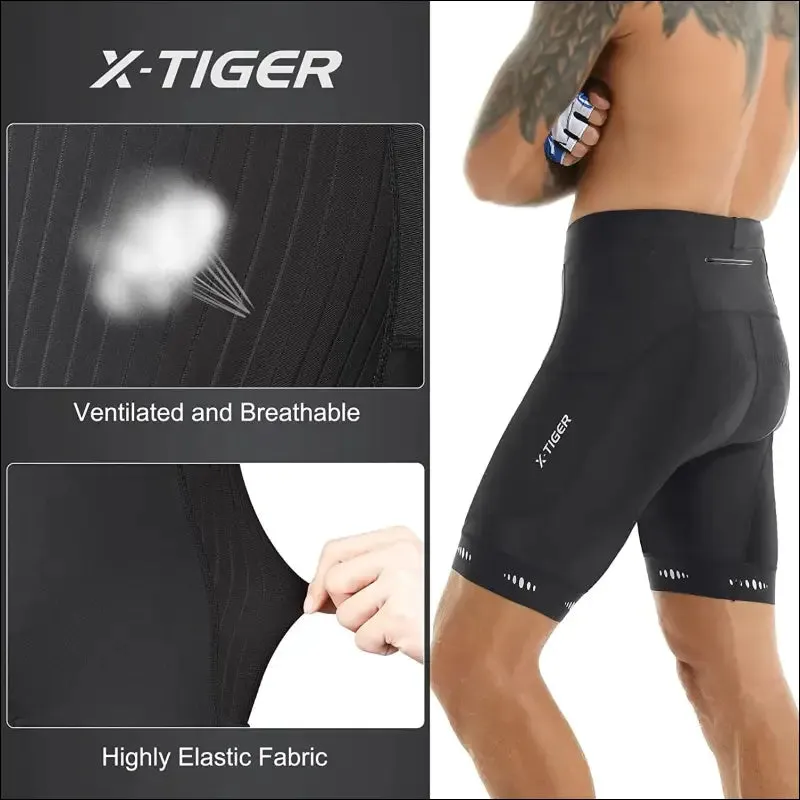X-tiger 5d gel padded cycling shorts for men | moisture-wicking & uv protection