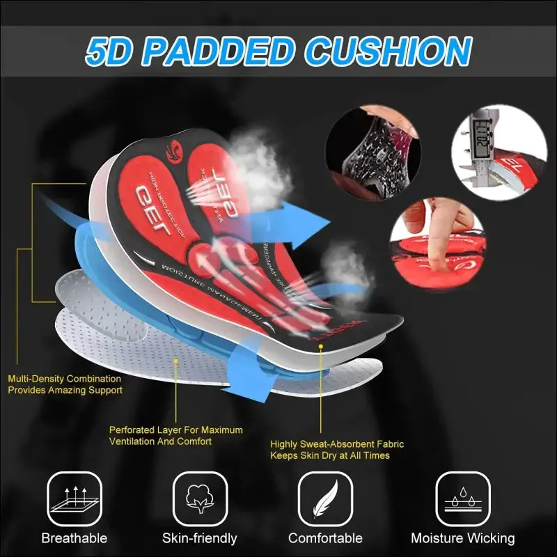 X-tiger 5d gel padded cycling shorts for men | moisture-wicking & uv protection