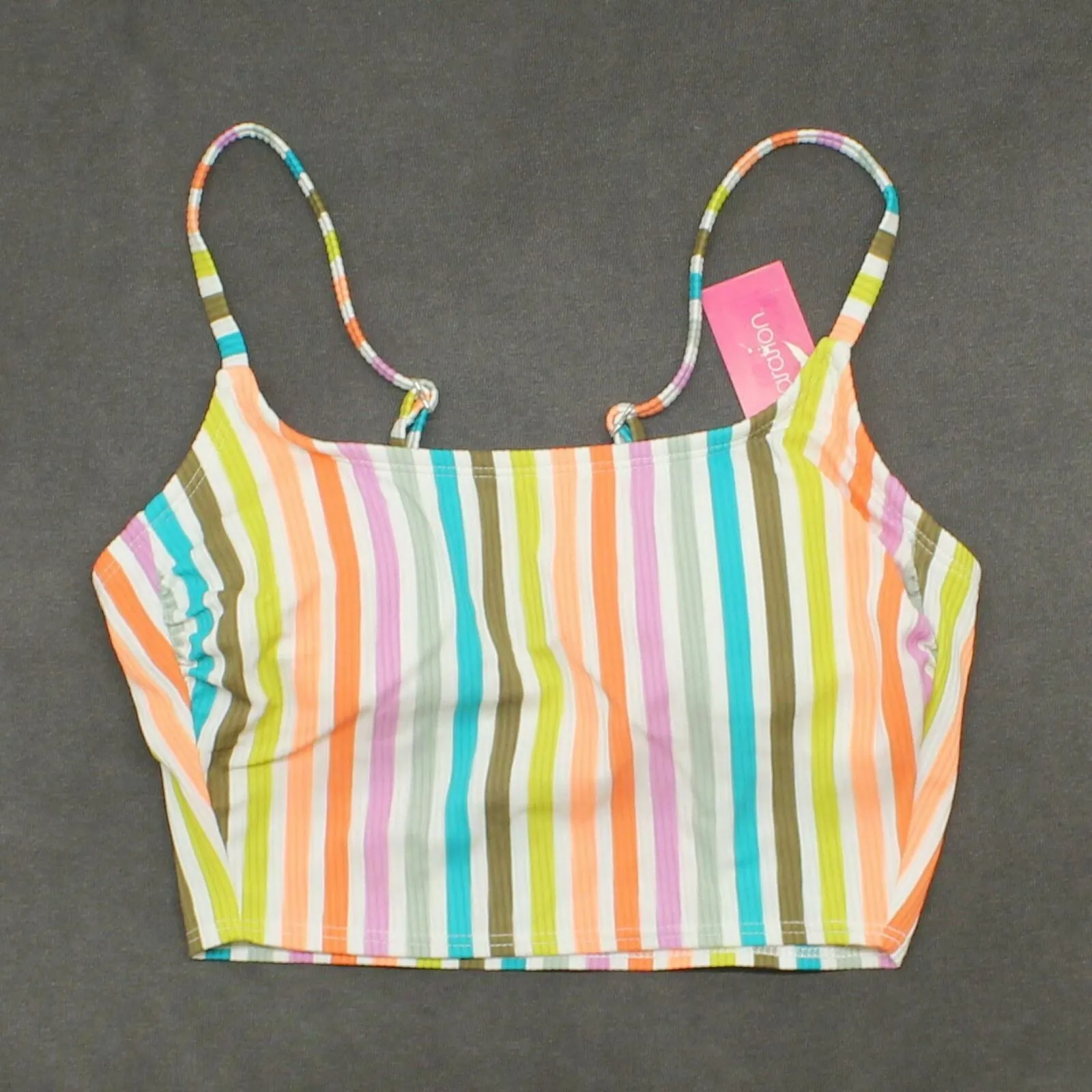 Xhilaration Women's Striped Ribbed Longline Cami Bikini Top